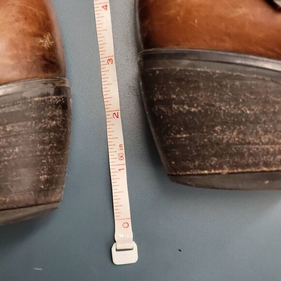 Clark Tan Brown Distressed Leather Mascarpone Cafe Ankle Boots Cowgirl Shoes - Picture 12 of 14